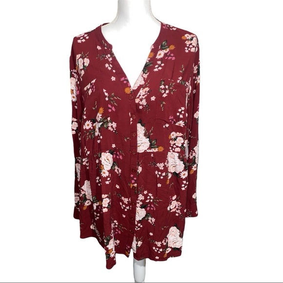 Torrid| Womens Blouse| Torrid Empire Waist Long Sleeve Floral Button Front Top - Picture 2 of 7